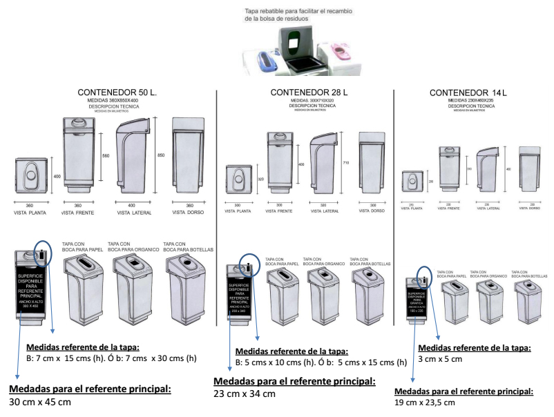 Estaciones de Reciclaje de 50, 28 y 14 litros