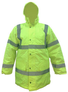 Parka abrigo impermeable amarillo fluo c/reflectivos