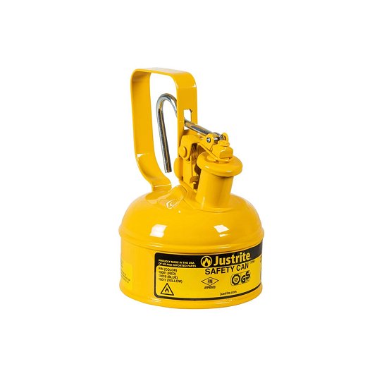 Bidón 10011 0,5 lt Tipo I para inflamables Justrite metalicos – Cap. 0,5lts – Color amarillo para Gas Oil