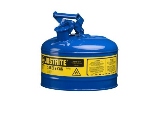 Bidones para inflamables Justrite 7125300 (ex 10710) metálicos Tipo I - Cap. 9,5 lts - Color azul para Querosén