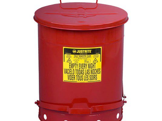 Tanques para desechos aceitosos Justrite 9500 - Apertura a pedal - 53 litros - Color rojo