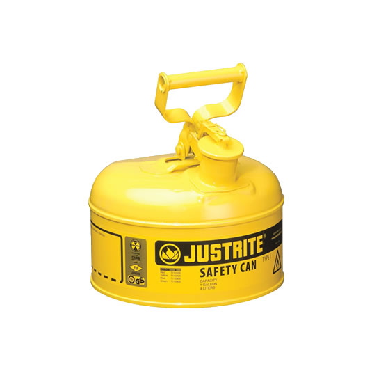 Bidón 7110200 4 lt Tipo I para inflamables Justrite (ex 10211/10311) metalicos Cap. 4 lts - Color amarillo para Gas oil