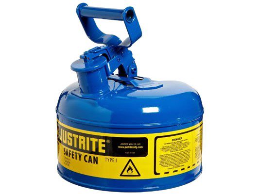 Bidones para inflamables Justrite 7110300 (ex 10210/10310) metalicos Tipo I - Cap. 4 lts - Color azul para Querosén