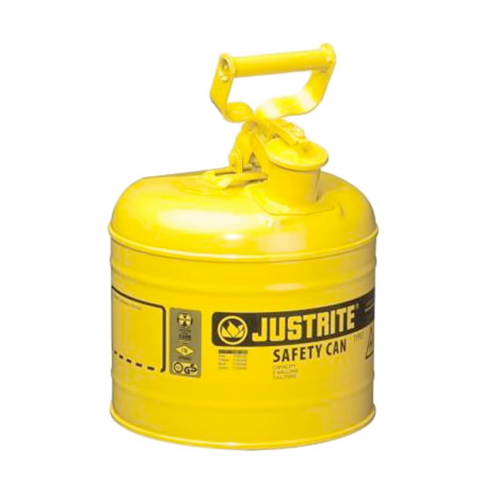 Bidón 7120200 7,5 lt Tipo I para inflamables Justrite (ex 10511) metálicos - Cap. 7,5 lts - Color amarillo para Gas oil