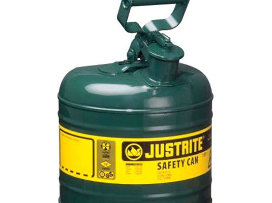 Bidones para inflamables Justrite 7120400 metálicos Tipo I - Cap. 7,5 lts - Color verde para Aceite