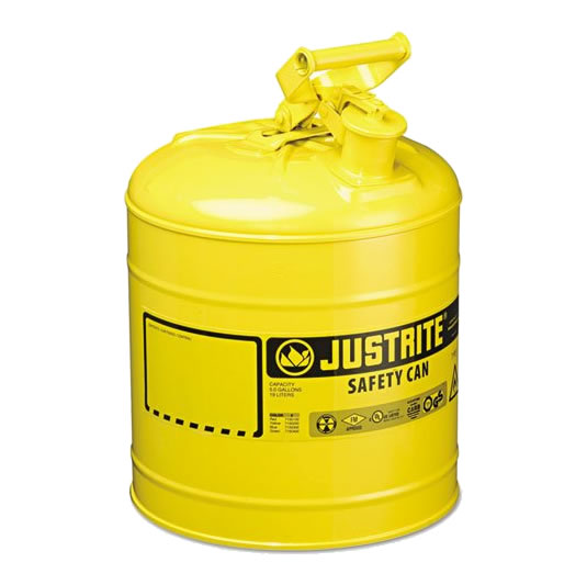 Bidón 7125200 9,5 lt Tipo I para inflamables Justrite (ex 10551/10711) metálicos - Cap. 9,5 lts - Color amarillo para Gas oil