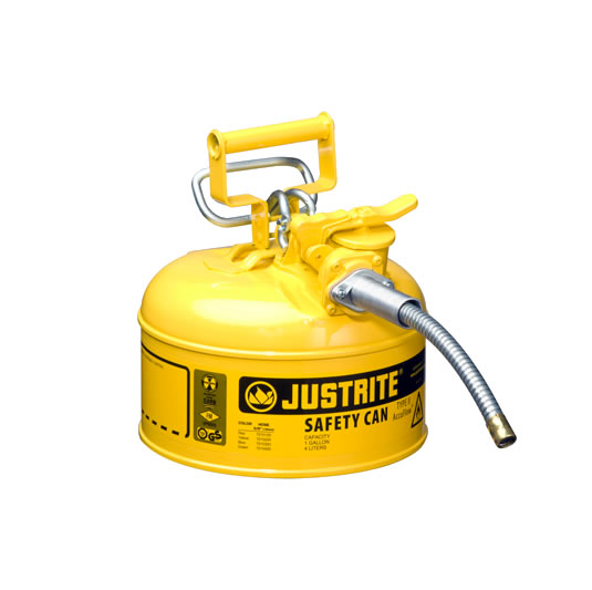 Bidón 7210220 4 lt Tipo II para inflamables Justrite (ex 10326/10368Y) metálicos de dos bocas Accuflow™ - 4 lts - Color amarillo para Gas oil