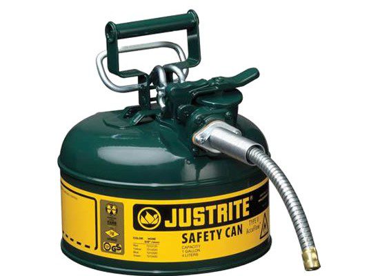 Bidones para inflamables Justrite 7210420 (ex 10368E) metálicos de dos bocas Tipo II Accuflow™ - 4 lts - Color verde para Aceite