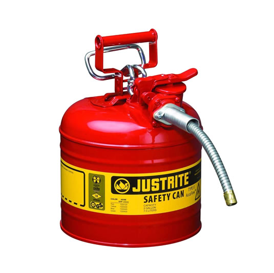 Bidón 7220120 7,5 lt Tipo II 2 bocas inflamables Justrite (ex 10527) metálicos y manguera Accuflow™ Color rojo