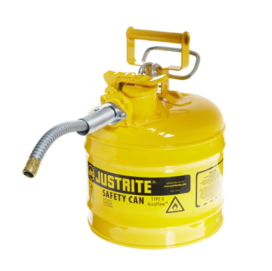 Bidón 7220220 7,5 lt Tipo II para inflamables Justrite (ex 10468Y/10568Y/10526) metálicos de dos bocas Accuflow™ - 7,5 lts - Color amarillo para Gas oil