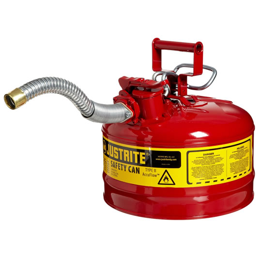 Bidón 7225130 9,5 lt Tipo II para inflamables Justrite (Ex 10721) metálicos de dos bocas y manguera 25mm AccuFlow™ - 9,5 litros - Color rojo