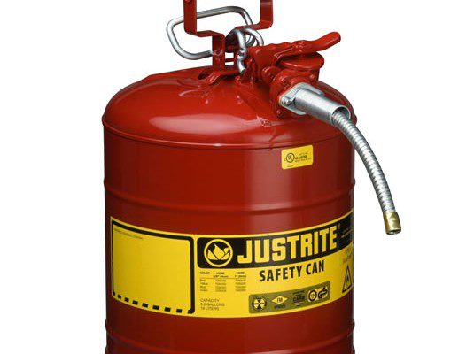 Bidones para inflamables Justrite 7250120 (ex 10828) de dos bocas y manguera Tipo II AccuFlow™ - 19 lts - Color rojo