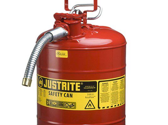 Bidones para inflamables Justrite 7250130 (Ex 10821) de dos bocas y manguera Tipo II AccuFlow™ - 19 lts - Color rojo