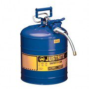 Bidón 7250330 19 lt Tipo II para inflamables Justrite (Ex 10867B/10820) de dos bocas y manguera AccuFlow™ - 19 lts - Color azul para Querosén