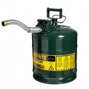 Bidón 7250430 19 lt Tipo II para inflamables Justrite (Ex 10867E/10826) de dos bocas y manguera AccuFlow™ - 19 lts - Color verde para Aceite