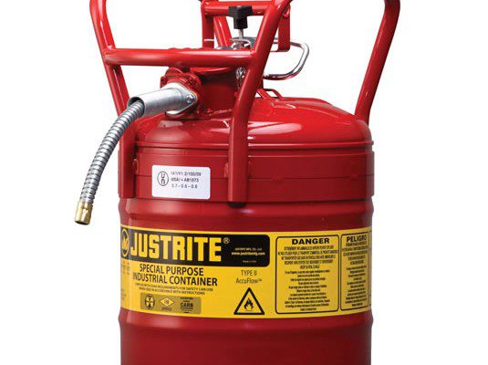 Bidones para inflamables Justrite 7350110 D.O.T. Tipo II con manguera - 19 litros - Color rojo