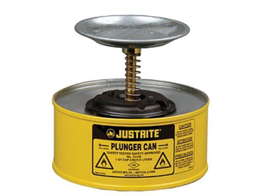 Humectadores de seguridad con pistón Justrite 10118 - 1 litro - Color amarillo