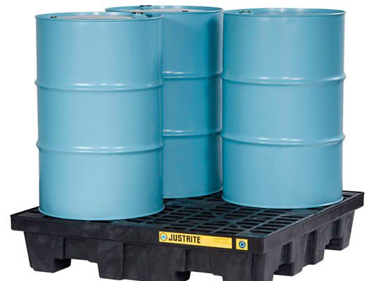 Pallets bateas antiderrames 4 tambores en cuadro negro