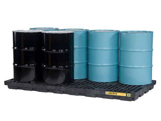 Centros de acumulación Justrite 28661 (Ex AK28905) EcoPolyBlend™ para 8 tambores - Color negro