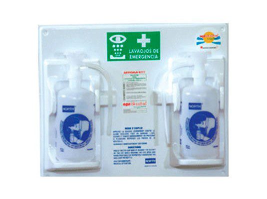 Botella lavaojos de polietileno 6044 - Accionamiento por gravedad