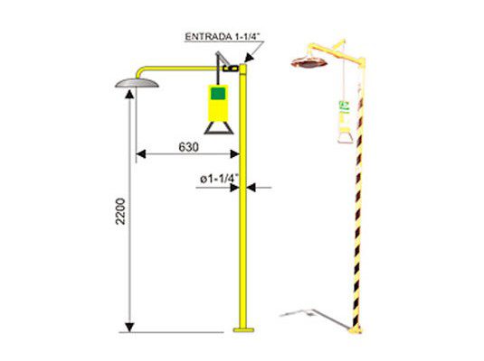 Ducha de emergencia 6015 de acero galvanizado – Accionamiento manual