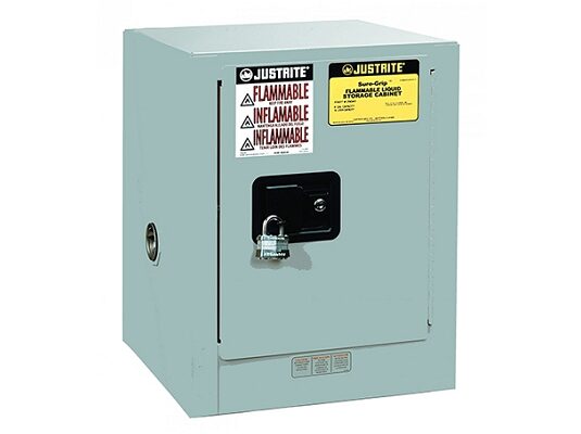 GABINETES 890403 4 Ga PM IGNIFUGOS p CORROSIVOS JUSTRITE Sure-Grip Sobremesada Azules 4 Galones Puerta Manual