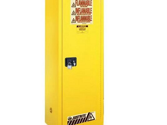 GABINETES IGNIFUGOS JUSTRITE 895420 DELGADOS SLIMLINE PROFUNDOS - 54 GALONES - AMARILLOS - PUERTA AUTOMATICA