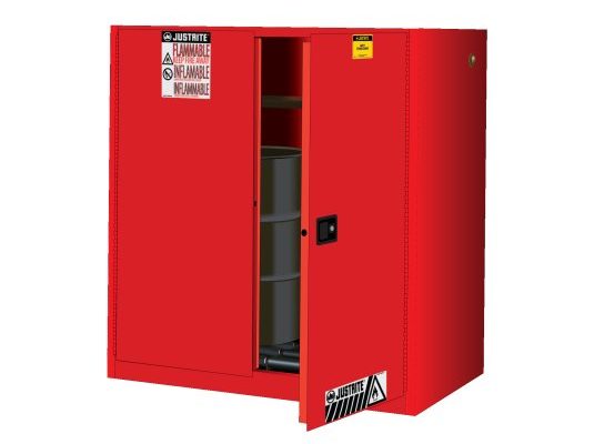 GABINETES IGNIFUGOS JUSTRITE 899071 PARA ALMACENAMIENTO DE TAMBORES DE 200 LITROS - ROJOS - PUERTAS AUTOMATICAS