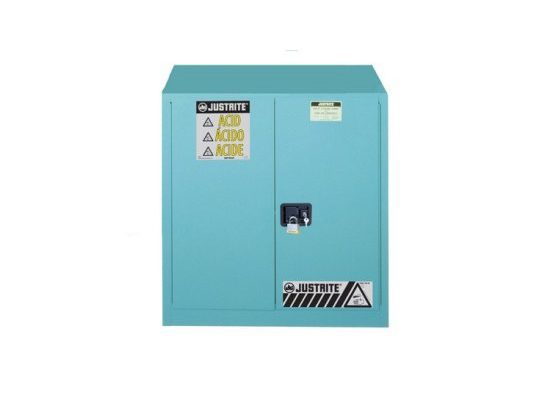 GABINETES IGNIFUGOS PARA CORROSIVOS JUSTRITE 893022 Sure-Grip® - AZULES - 30 GALONES - PUERTAS AUTOMATICAS