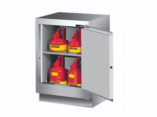 GABINETES IGNIFUGOS PARA LABORATORIOS JUSTRITE 882404 - 15 GALONES - PLATEADOS - PUERTA MANUAL - BISAGRA DERECHA