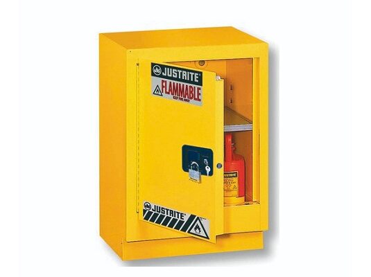 GABINETES IGNIFUGOS PARA LABORATORIOS JUSTRITE 882410 - 15 GALONES - AMARILLOS - PUERTA MANUAL - BISAGRA IZQUIERDA