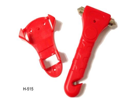 Martillo de emergencia pesado, con soporte y cutter corta cinturón de seguridad