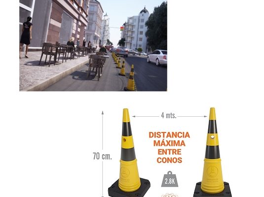 Conos ampliadores de espacio señalizacion distanciamiento