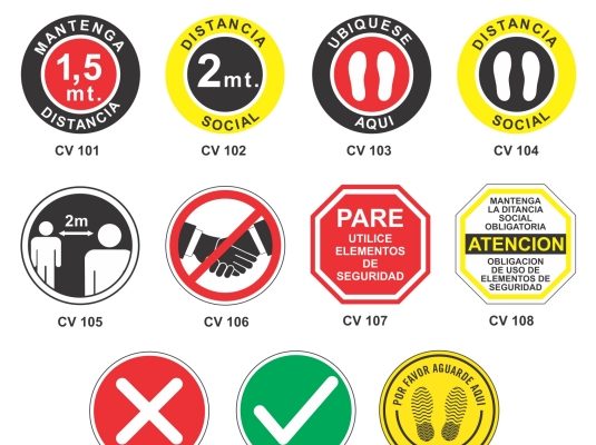 Señales Circulo Distanciamiento autoadhesivas para pisos
