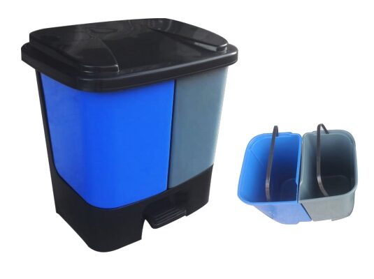 TACHO DE RESIDUOS DOBLE CON TAPA A PEDAL 40 LITROS