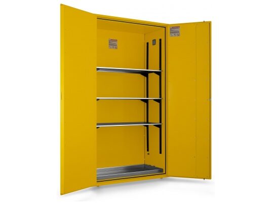 gabinetes ignifugos inflamables 2 puertas manuales 3 estantes bandeja DIN 12925