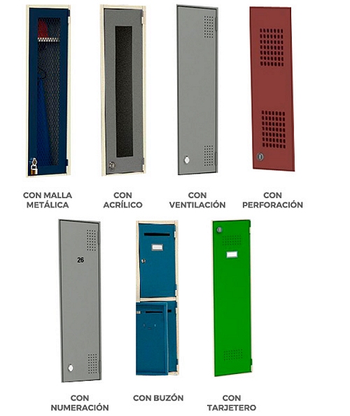 lockers metalicos - opciones de puertas