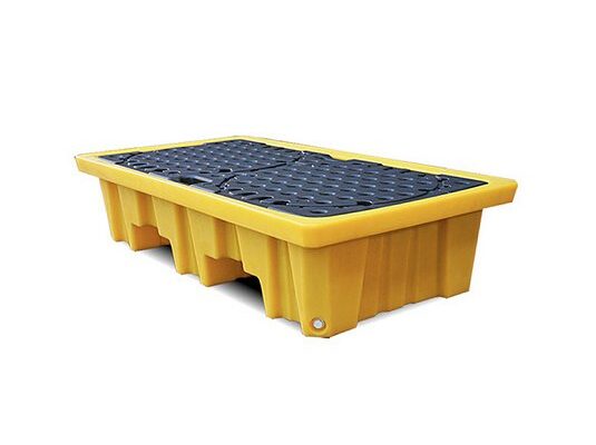 Pallets plásticos 2 tambores contención antiderrame