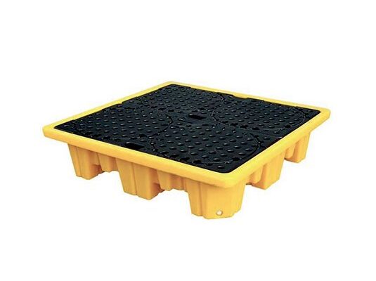 Pallets plásticos 4 tambores contención antiderrame