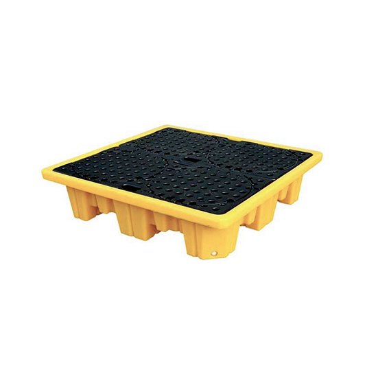 Pallets plásticos 4 tambores contención antiderrame