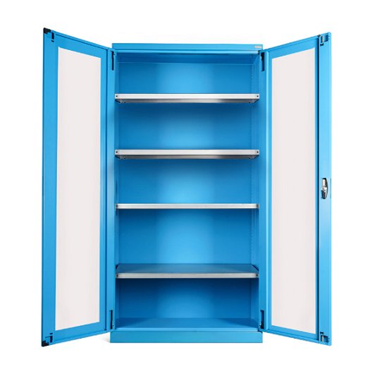 Armarios metálicos 2 mt 4 estantes con puertas transparentes