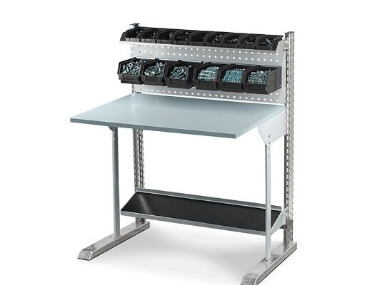 Banco de trabajo 1 mt panel perforado 15 contenedores plasticos