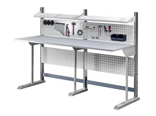 Banco de trabajo 2 mt paneles perforados mensulas bajo